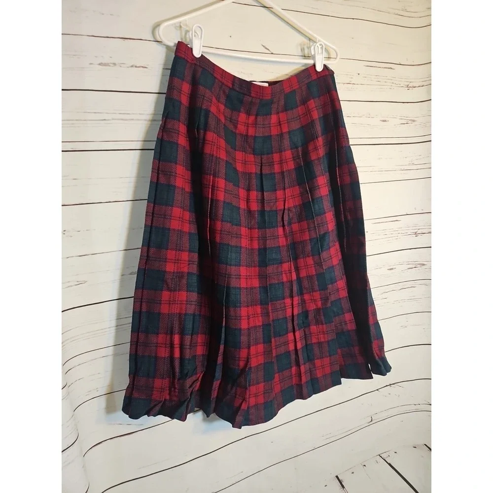Pendleton Skirt‎ Womens Size 14 Plaid 100% Wool Pleated Midi Lined Tartan - Picture 2 of 13